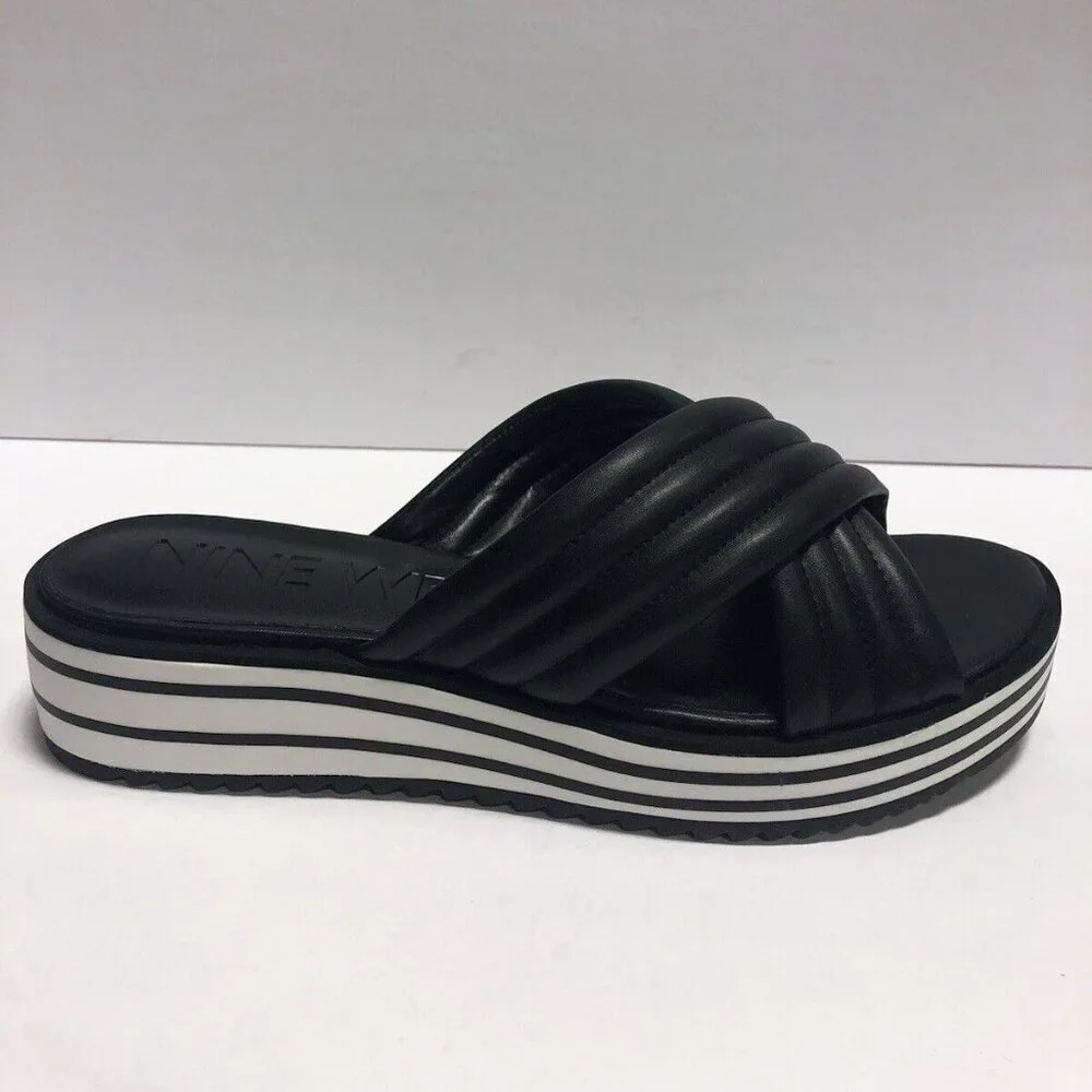 Nine West Women’s Zonita, Black Wedge Sandals, Size 10.5M